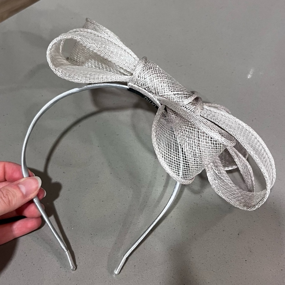 Gray Fascinator Headband w/ bow